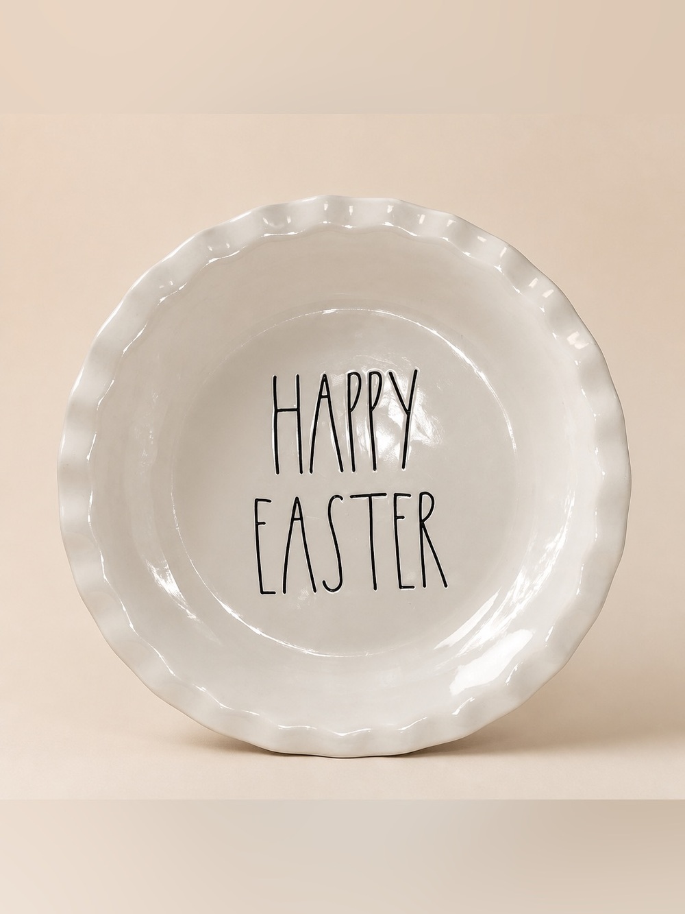 Rae Dunn "Happy Easter" Ceramic Pie Plate Artisan Collection by Magenta